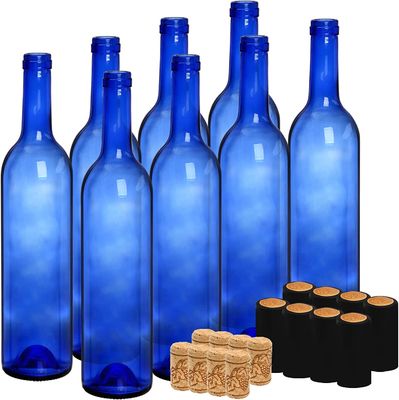 quality 750 ml Glasflaschen für Wodka Champagner Saft Getränke Dekorationen Kobalt Blau Rund factory
